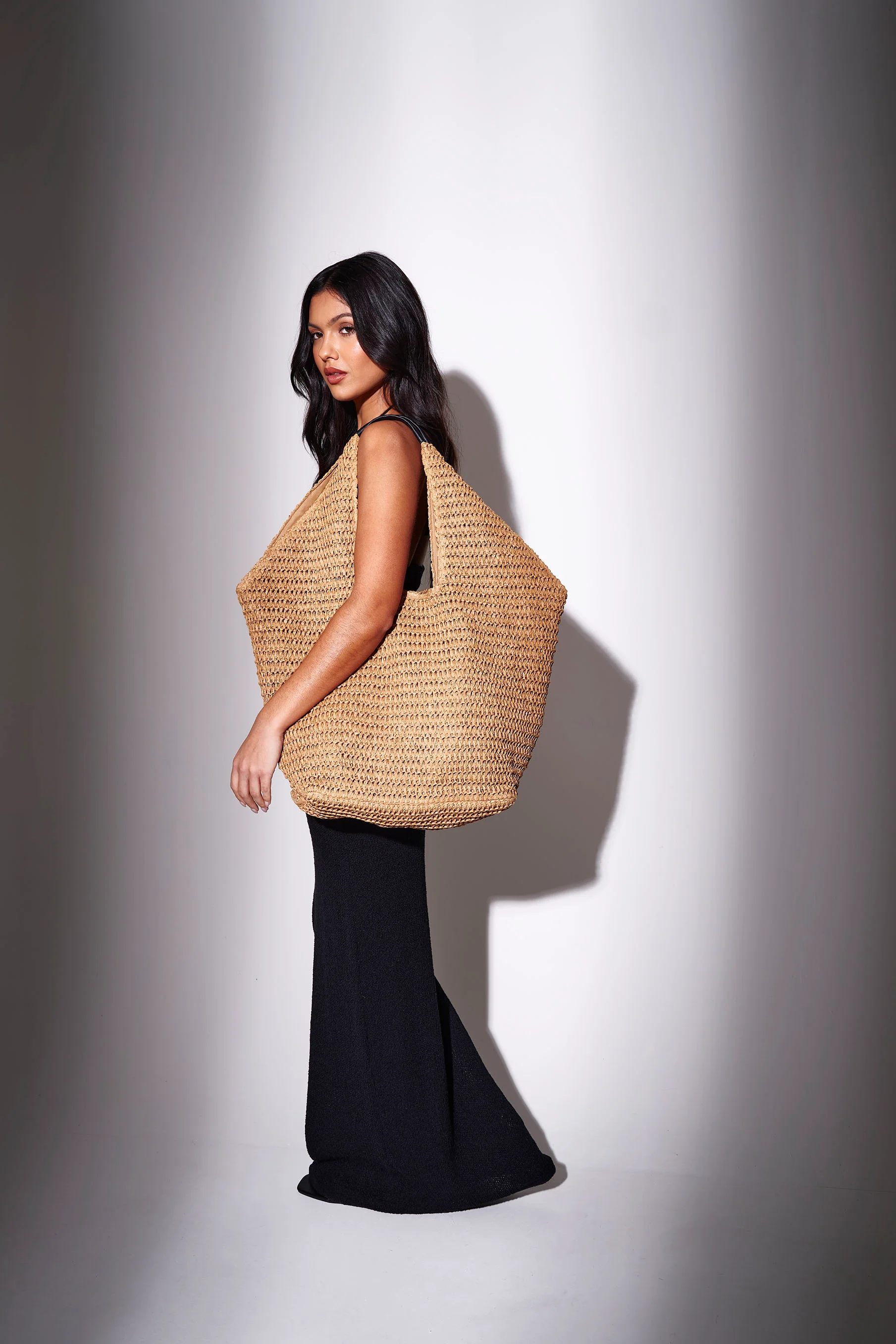 Coastal Oversized Straw Bag in Beige - Image 4