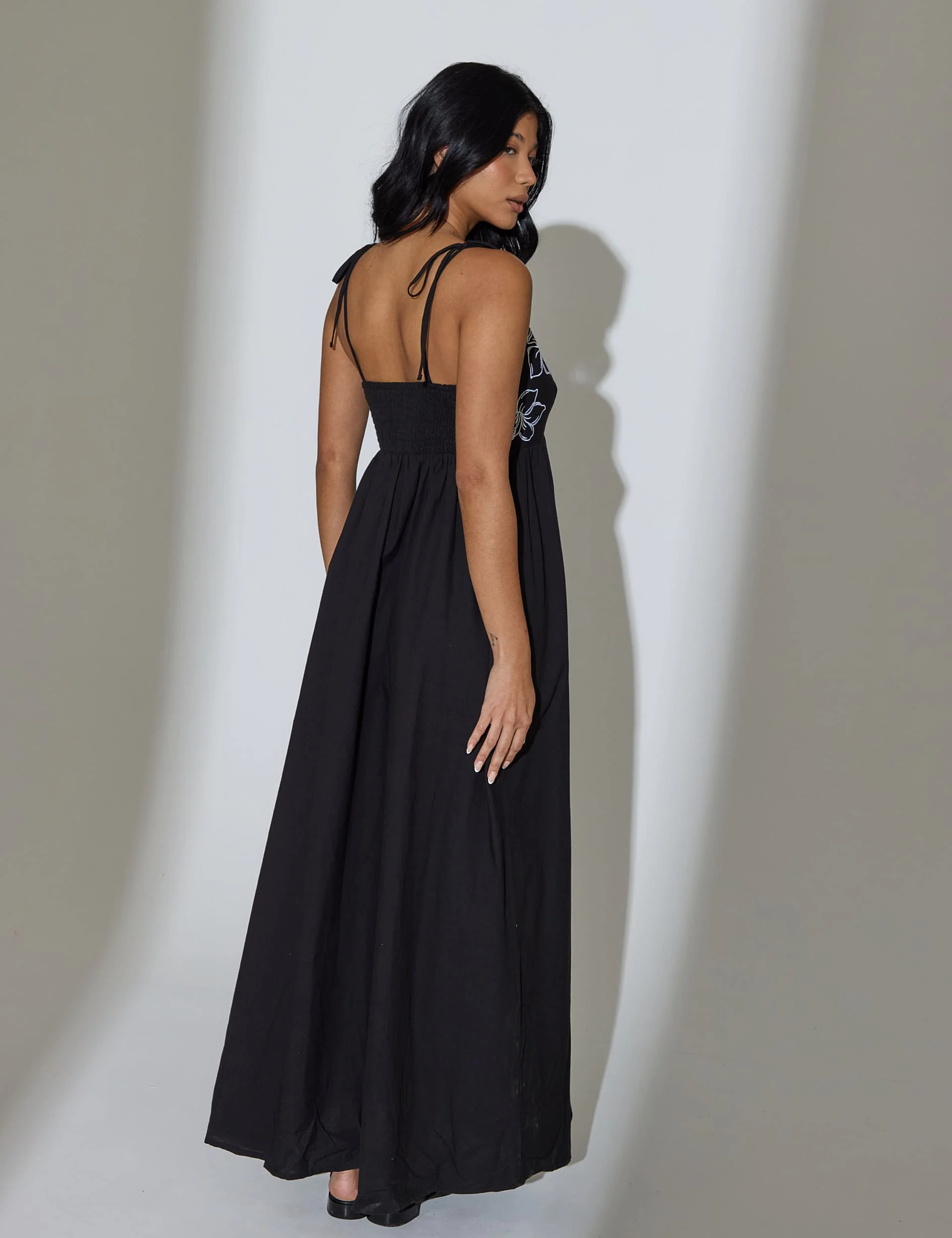 Maya Tie Shoulder Maxi Dress in Black - Image 5