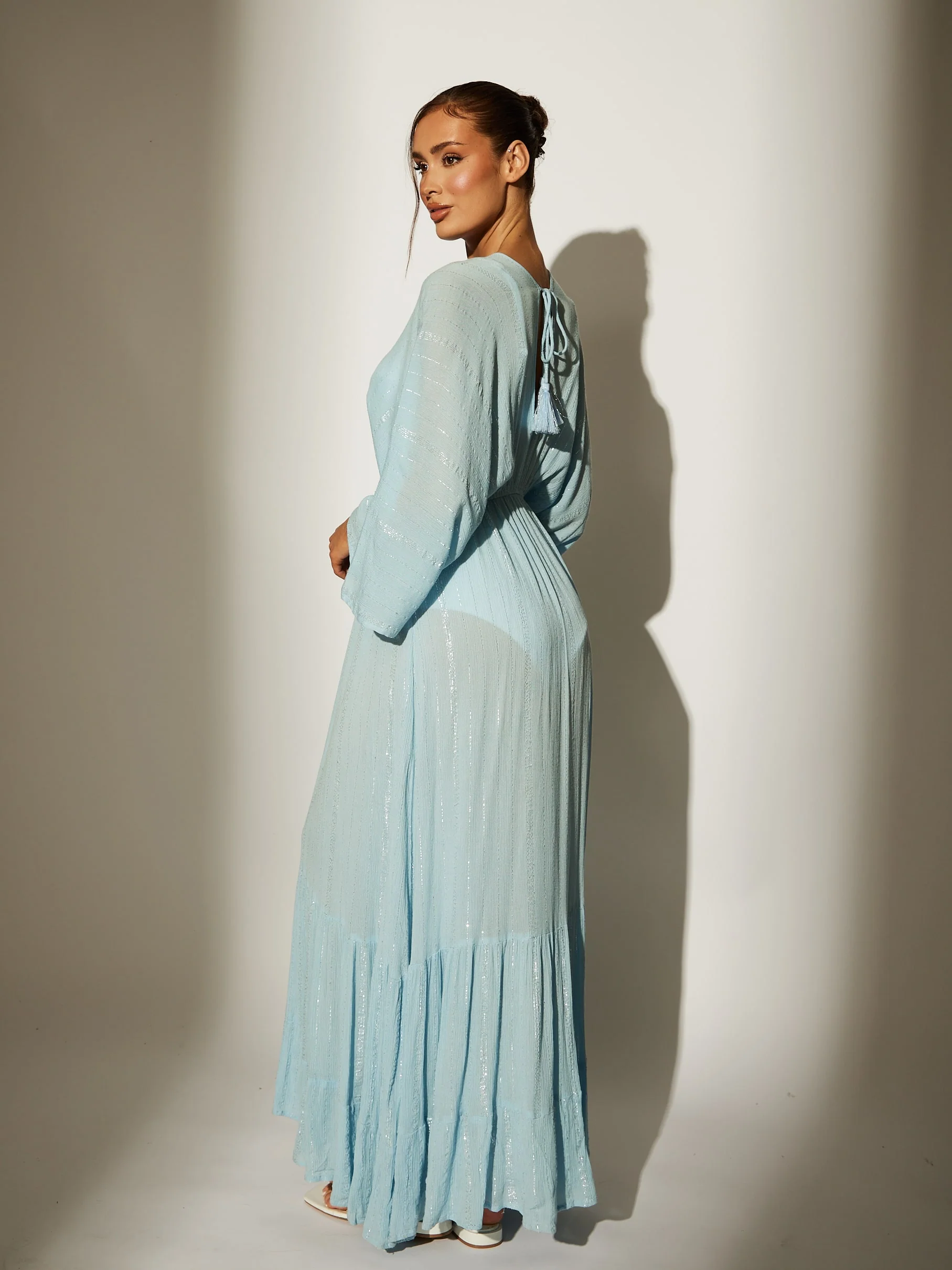 Sea Breeze Beach Dress With Metallic Detail in Blue - Image 4