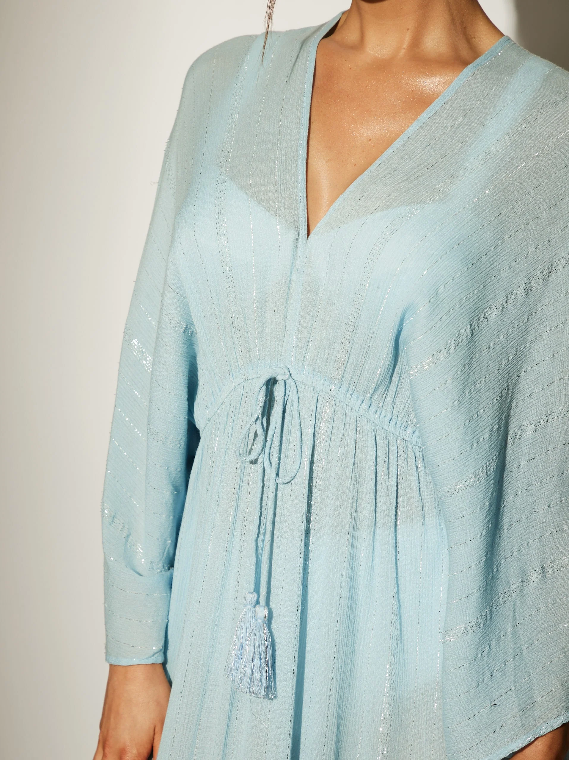 Sea Breeze Beach Dress With Metallic Detail in Blue - Image 5