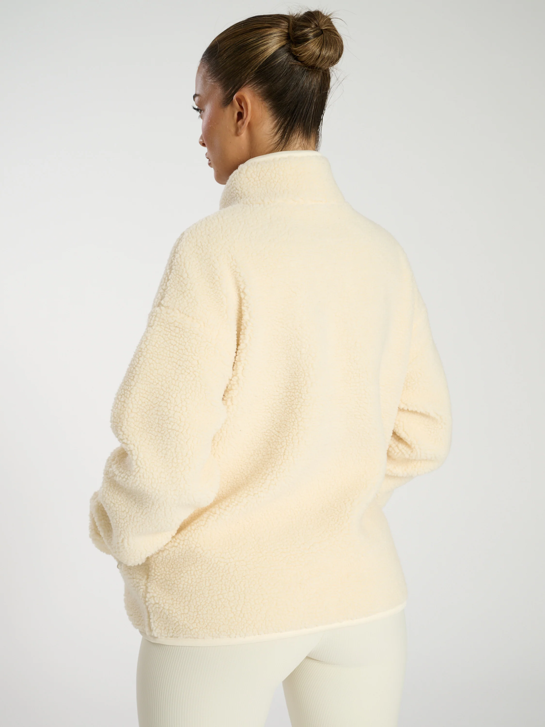 Teddy 1/4 Zip in Cream - Image 4