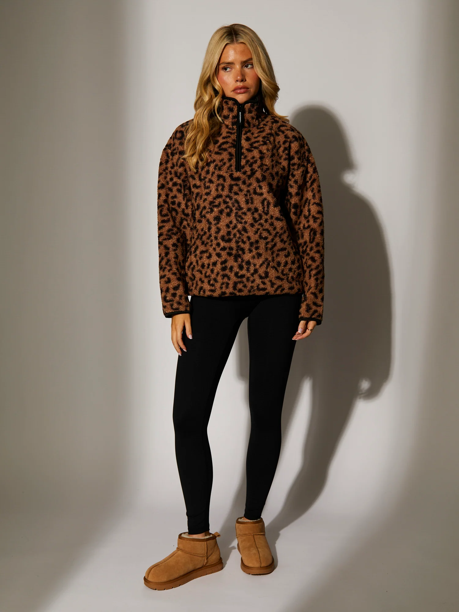Teddy 1/4 Zip in Brown Leopard - Image 5