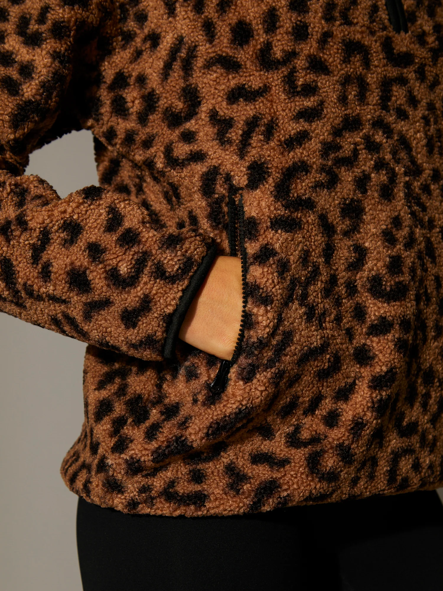 Teddy 1/4 Zip in Brown Leopard - Image 6
