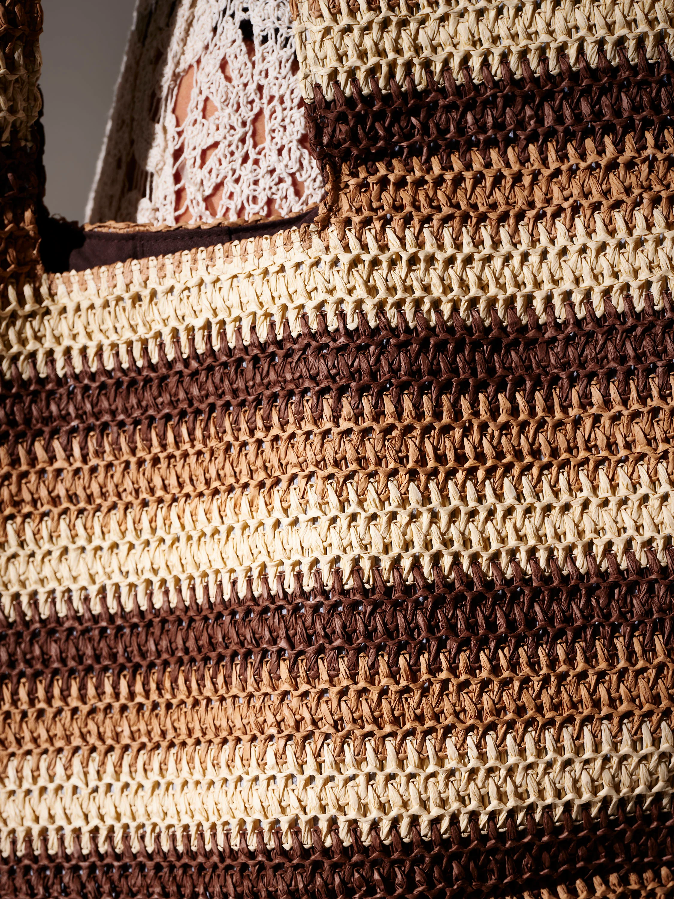 Coastal Oversized Straw Bag in Brown Stripe - Image 3