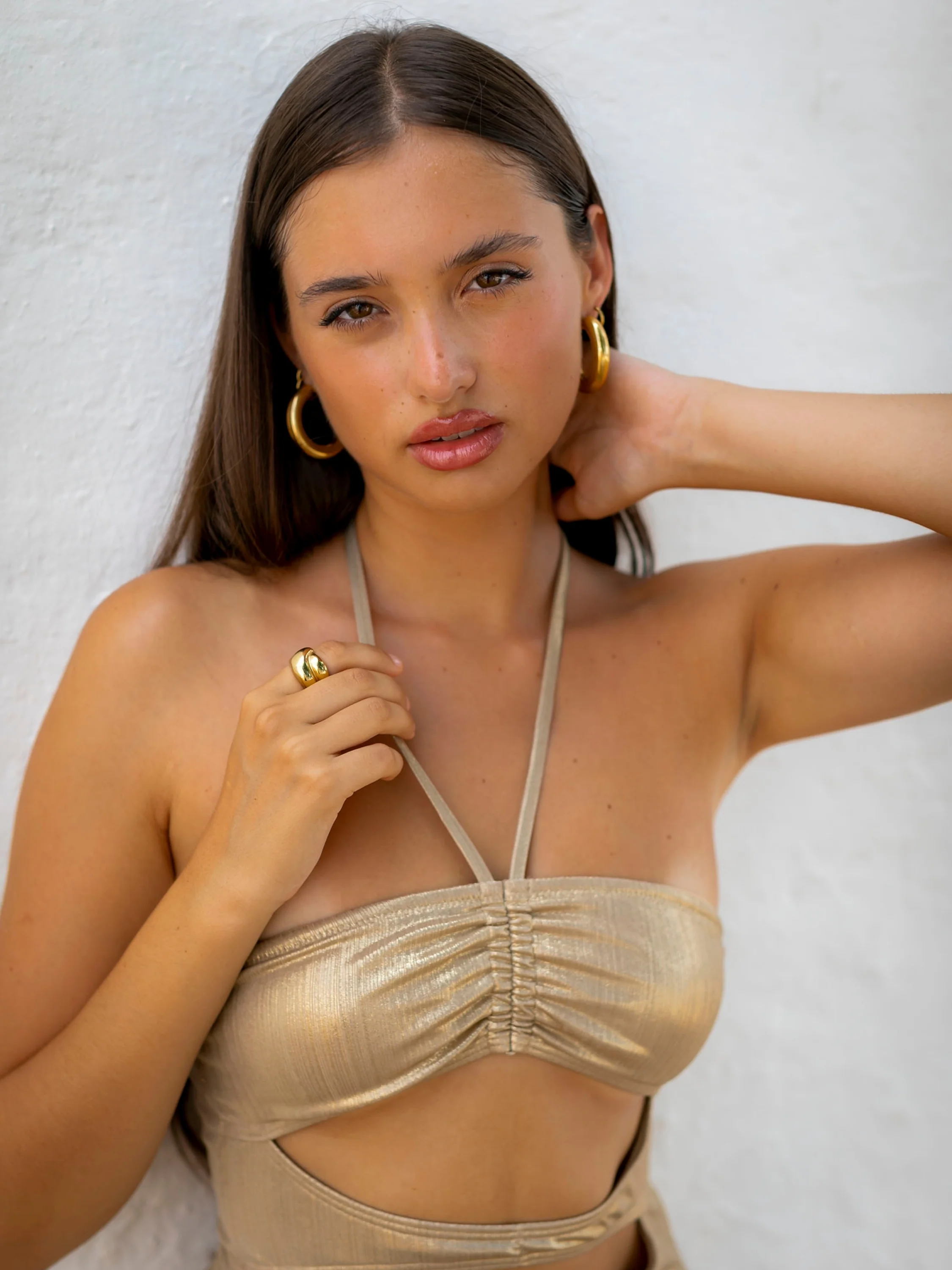 Martini Mini Dress in Metallic Gold - Image 3