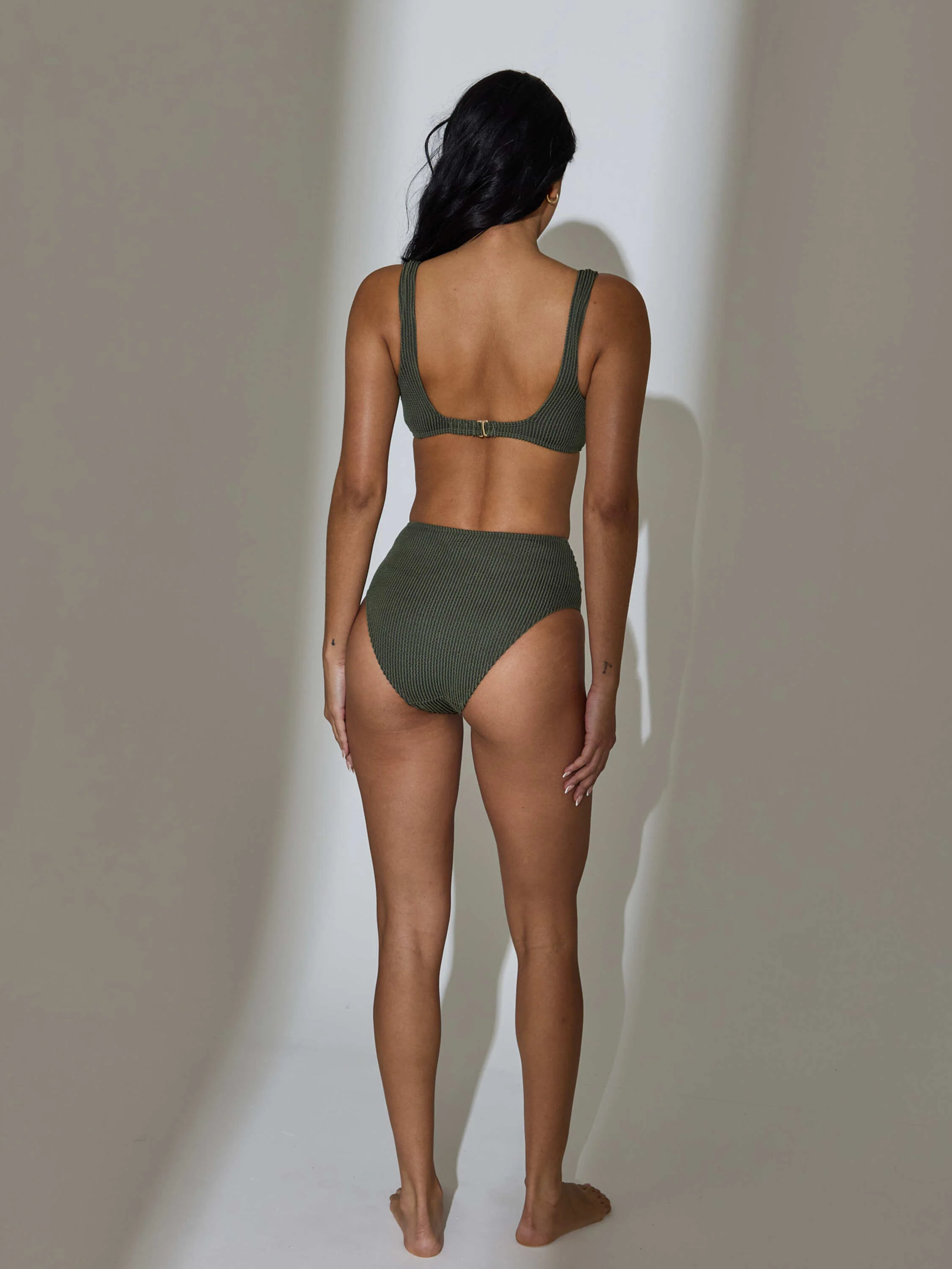 Binos Ring Detail Bikini Top in Khaki - Image 4