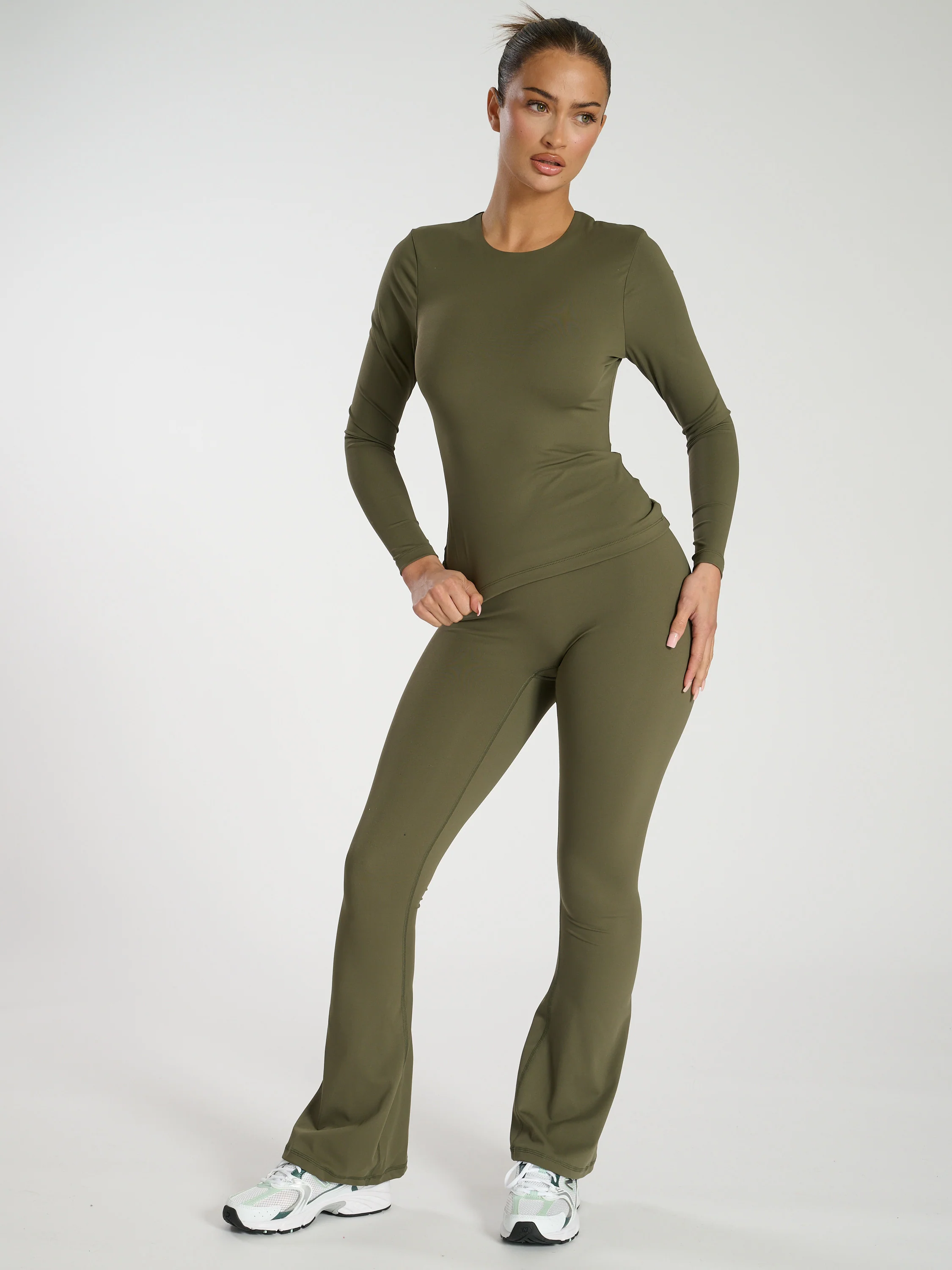 Daily Ribbed Top in Khaki - Image 3