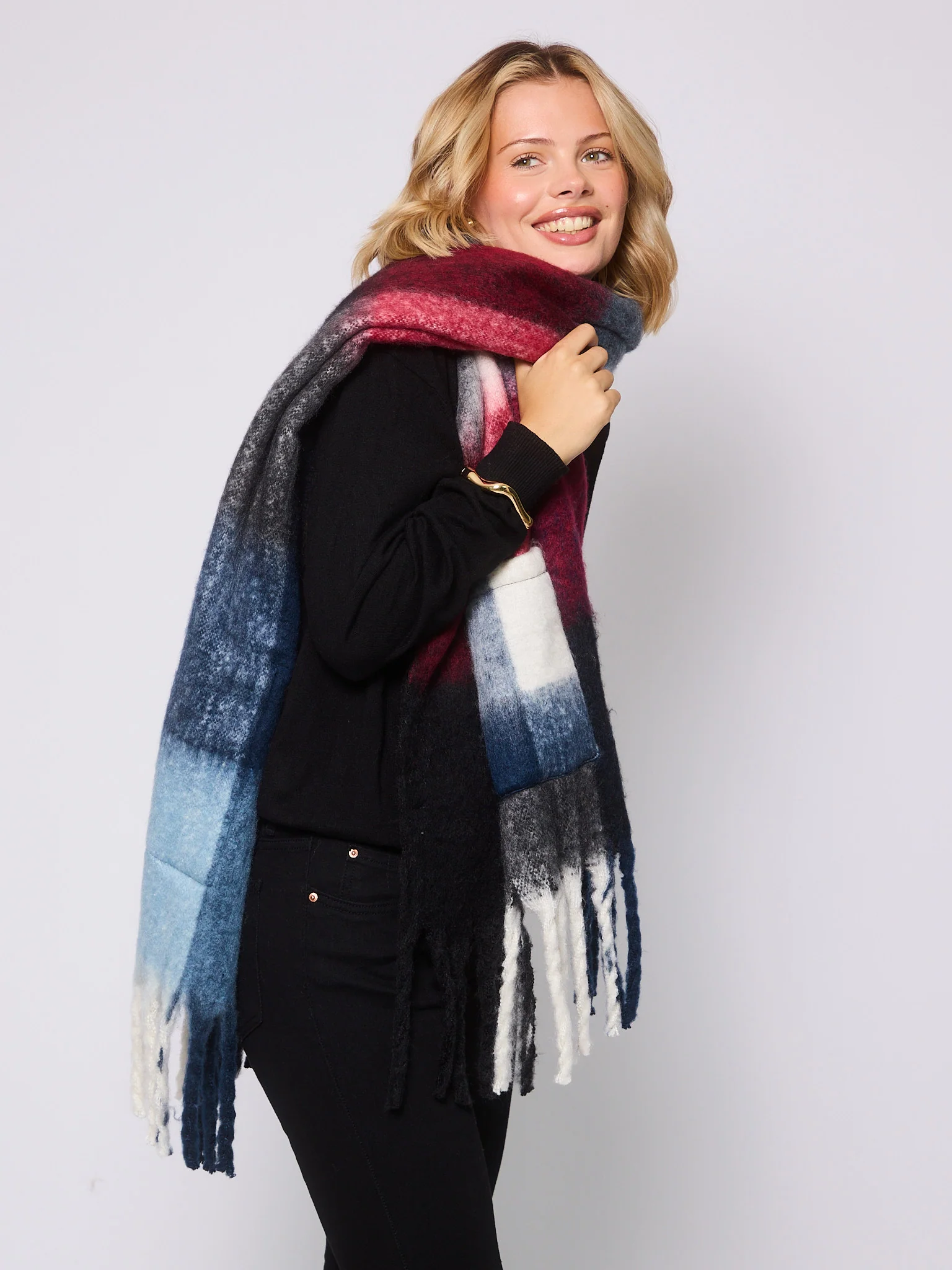 Pocket Scarf in Multi Tartan - Image 3