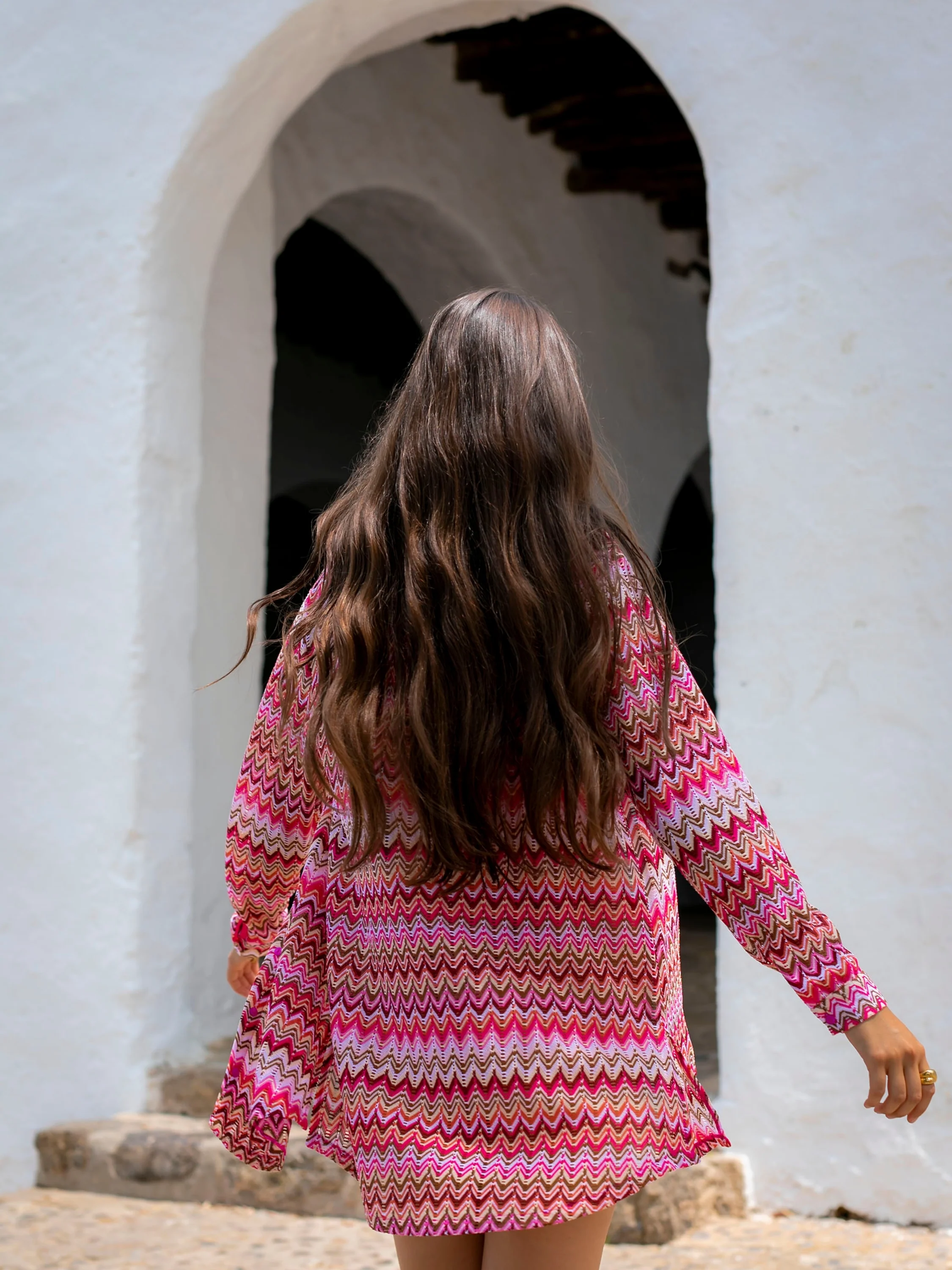 Ocean Breeze Beach Shirt in Pink Crochet - Image 4