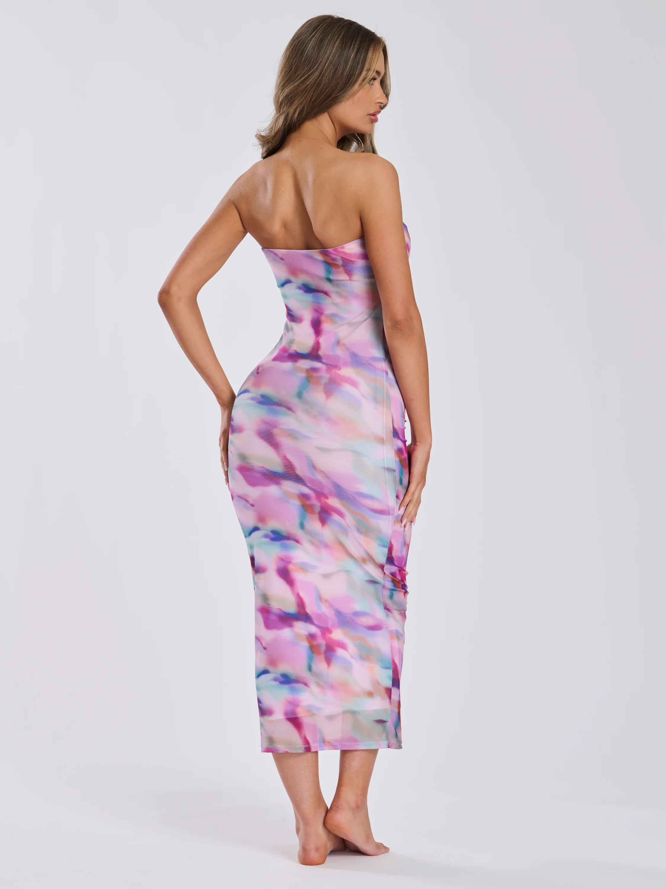 Sunkissed Soirée Mesh Multiway Dress in Lilac Abstract - Image 5