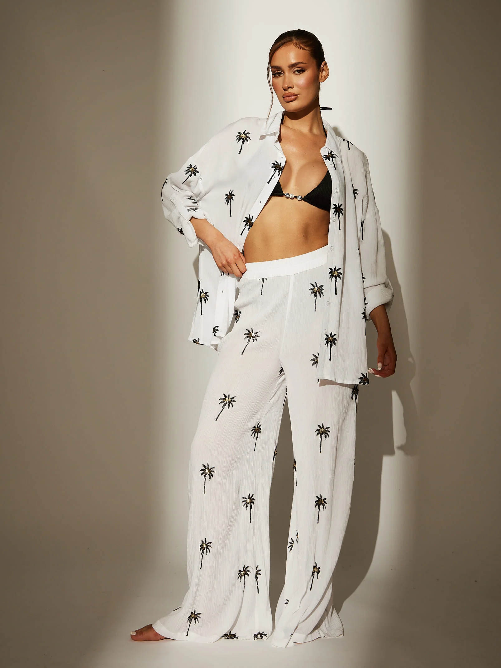 Flow White Embroidered Beach Pant - Image 3